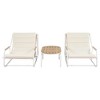 Anybear 3pc beige white chaise set with acacia table - 2 of 4