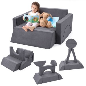 WhizMax 7pcs Modular Kids Play Couch, Toddler Couch Convertible Foam Play Couch Sofa for Nursery Playroom - 1 of 4