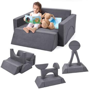 7 Pieces Modular Kids Play Couch, Toddlers Convertible Play Couch Sofa