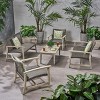 Christopher Knight Home Hampton Outdoor Acacia Wood and Wicker 6 Seater Chat Set - 2 of 4