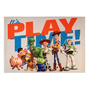 54"x78" Toy Story Playtime Area Kids' Rug: Disney Rectangle, Buzz Lightyear & Woody, Multicolored, Indoor, Nylon - 1 of 4