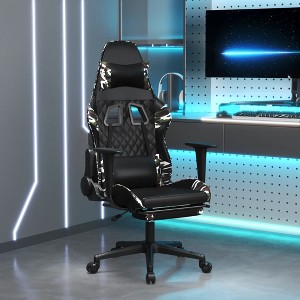 vidaXL Massage Gaming Chair with Footrest Black&Camouflage Faux Leather - 1 of 4