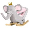 Qaba Baby Rocking Horse Elephant Rocking Chair Toddler Rocker Toy with Sound Wooden Base Seat Safety Belt for 1.5-3 Year Old, Gray - 4 of 4