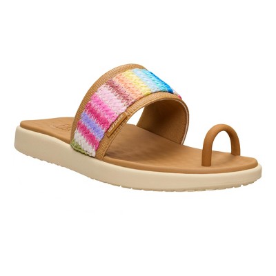 Обувь HEYDUDE Women Maui Breeze Toe Loop , Tan/Multi Rainbow, 10 — фото 7