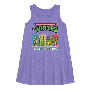 Girls' - Teenage Mutant Ninja Turtles - Select Your Turtle Video Game Graphic Sleeveless Aline Dress - 1 of 3