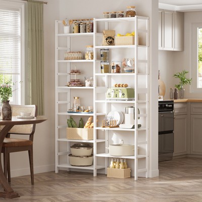 Aheaplus 6-Tier Bamboo Bookcase with 12 Shelves, Large Freestanding Open Bookshelf