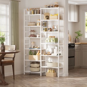 Aheaplus 6-Tier Bamboo Bookcase with 12 Shelves, Large Freestanding Open Bookshelf - 1 of 4