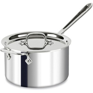 All-Clad D3 3-Ply Stainless Steel Sauce Pan with Lid 4 Quart, Induction, Oven Broiler Safe 600F, Multipurpose,Silver - 1 of 4