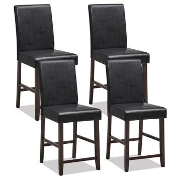 Costway Set of 2/4 Bar Stools 25inch Counter Height Barstool Pub Chair w/Rubber Wood Legs