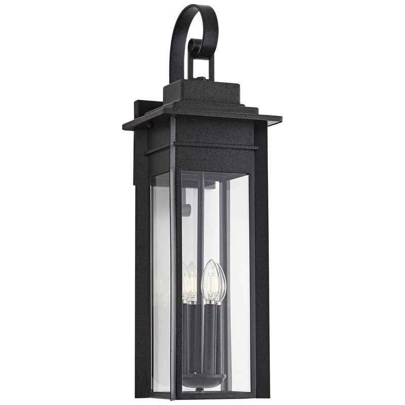 Franklin Iron Works Bransford 28 1/4" High Farmhouse Rustic Outdoor Wall Light Fixture Mount Porch House Scroll Black-Specked Gray Metal Glass Shade, 1 of 9