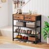 USIKEY Shoe Rack, 4 Tier Shoe Storage Organizer with 2 Drawers, Metal Shoe Shelf for 9-12 Pairs of Shoes, with 3 Fabric Shelves and Wooden Top - 3 of 4