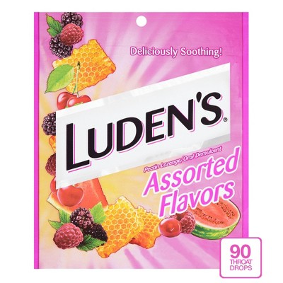 Luden's Soothing Throat Drops for Sore & Irritated Throats - Wild Cherry, Watermelon, Honey & Berry - 90ct