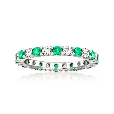 Ross-Simons 0.60 ct. t.w. Simulated Emerald and .60 ct. t.w. CZ Eternity Band in Sterling Silver