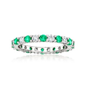 Ross-Simons 0.60 ct. t.w. Simulated Emerald and .60 ct. t.w. CZ Eternity Band in Sterling Silver - 1 of 4