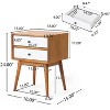 GDFStudio Solis Mid-Century Modern Acacia Wood Nightstand with 2 Drawers - 3 of 4