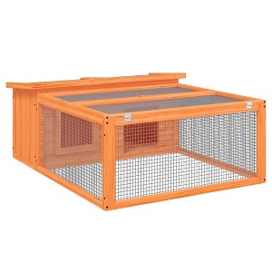 vidaXL Rabbit Hutch Brown, Green Solid Pine Wood, Plywood Medium - Brown - 1 of 4