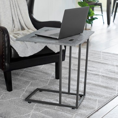 Jamestown Gray and Black Metal Extendable C-Shaped Side Table