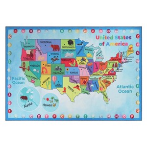 Map Non-Slip Kids Playroom Nursery Washable Indoor Area Rug by Blue Nile Mills - 1 of 4