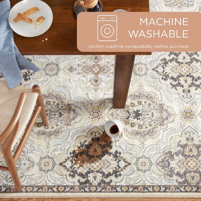Avani Beige Tufted Washable Rectangular Area Rug 6' x 9'