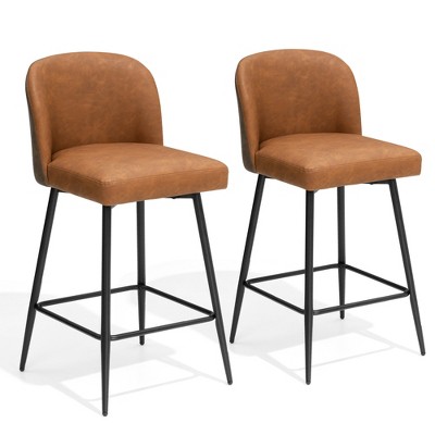 Pellebant 2pc High-grade Swivel Indoor Bar Stool with Metal Footrest