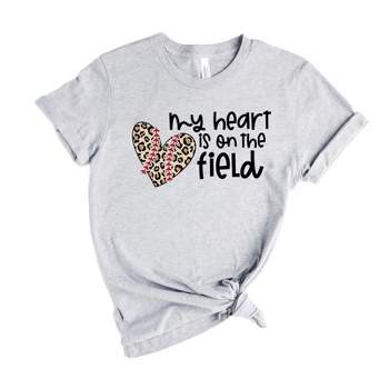Simply Sage Market Women's My Heart Is On The Field Leopard Short Sleeve Graphic Tee