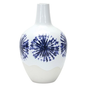 White and Blue Ceramic Vase 11 Inch Modern Decorative Vase for Tabletop Displays By Melrose - 1 of 3