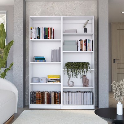NicBex Bookcases for Home Office 2 Piece Bookcase Set 49.4" Wide Storage Cabinet Bookshelf with 9 Shelves for Living Room and Bedroom
