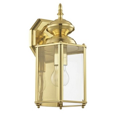 Elegant Polished Brass Lantern Sconce with Clear Beveled Glass