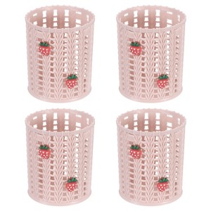 Unique Bargains Strawberry Decor Large-capacity Decorative Pencil Holder Pink 3.1x3.1x3.9 Inch - 1 of 4