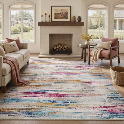 MontVoo Modern Abstract Washable Area Rug Multicolor