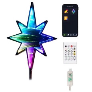 Aoibox Smart Christmas Tree Topper Star 8.7 Inch Wide 12 Inch High 27 LED RGB Color Change USB Powered 1 Piece App Remote Music Sync - 1 of 4