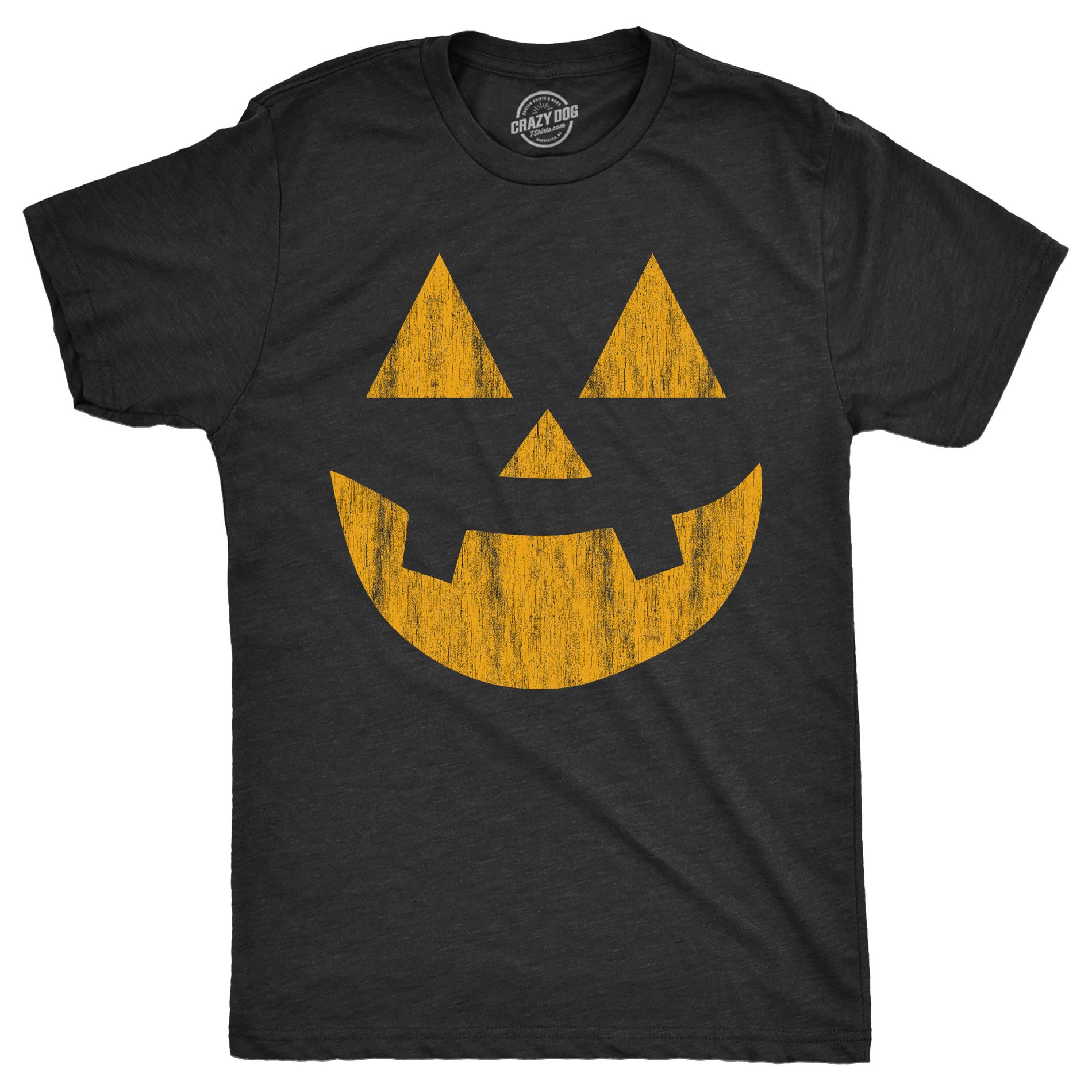 Mens Standard Jack Pumpkin T Shirt Funny Halloween Jack O Lantern Frightening Smile Tee for Guys - Crazy Dog Men's T Shirt For Halloween Season Black