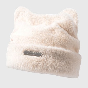 Anna-Kaci Women's Fuzzy Cat Ear Beanie - Soft Plush Winter Hat - 1 of 3