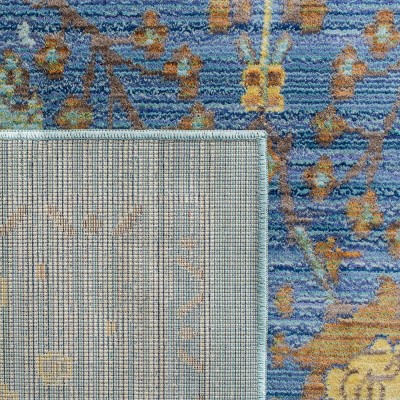Serenity Blue Floral 27" Synthetic Area Rug