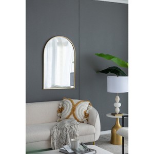 Vynxaria 24" x 36" Black Arched Wall Mirror with Metal Frame ¨C Perfect for Any Room - 1 of 4