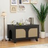 MAYEERTY 31¡Á20 Inch Flip-Top Hidden Cat Box Cabinet - With Rattan Doors & Dual Entrances (Black) - 2 of 4