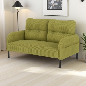 47.24" Corduroy Double Sofa with Side Pockets & Solid Wood Frame - 1 of 4