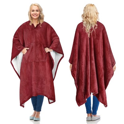 Women's Fuzzy Plush Fleece Full Lined Wrap Sweaters, Adult Wearable Blanket Cape, Super Warm Soft Cozy Gift for her - Catalonia
