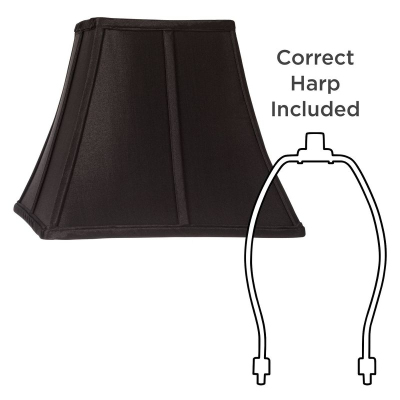 Springcrest Set of 2 Square Lamp Shades Black Small 6" Top x 11" Bottom x 9.75" High Spider Replacement Harp and Finial Fitting, 6 of 8