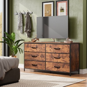 6-Drawer Wide Fabric Dresser and TV Stand, Large Storage Tower Unit with Fabric Bins for Bedroom, Closet, Hallway - 1 of 4