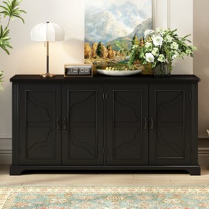 Country Style Wooden Sideboard Buffet Cabinet Accent Storage Cabinet Cupboard Console Table w/Pine Doors & Legs, 4 Metal Handles for Entryway - 1 of 4