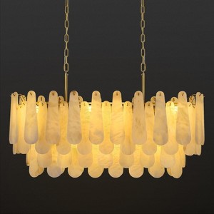 CityFurn Modern Rectangle  Alabaster Chandelier Kitchen Island Lights for Dining Room - 1 of 4