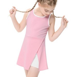 Little Girls Golf Tennis Sports Round Neck Sleeveless Athletic Active Dress with Safety Inner Pockets Shorts - 1 of 4