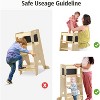 Kids Bamboo Step Stool: 3-Height Adjustable with Safety Guardrail – Anti-Slip Helper for Kitchen, Bathroom & Play Areas - 3 of 4