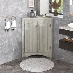 Kumasinova 31.5 Inch Bathroom Floor Corner Cabinet with Doors and Shelves for Dining Room,Bathroom,Kitchen - 1 of 4