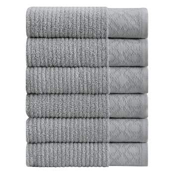 Calvin Klein Melange Solid Set of 6 Terry Towels - 2 Bath 2 Hand & 2 Wash, 100% Cotton 500 GSM (Dark Grey)