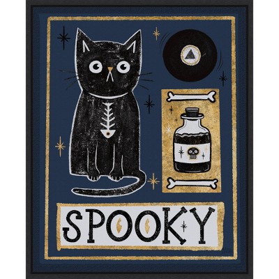 16" x 20" Frightfully Wicked III Cat by Melissa Averinos Framed Wall Canvas - Amanti Art