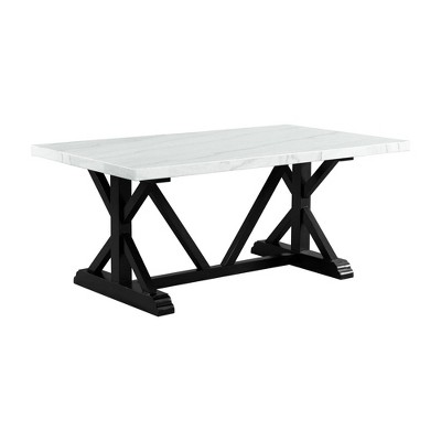 Stratton Standard Height Dining Set with Marble Top and Charcoal Upholstered Chairs