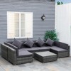 Outsunny 7-Piece Outdoor Wicker Sofa Set, PE Rattan Sectional Furniture Patio Couch w/ Acacia Top Coffee Table & Cushion for Garden, Backyard, - 2 of 4