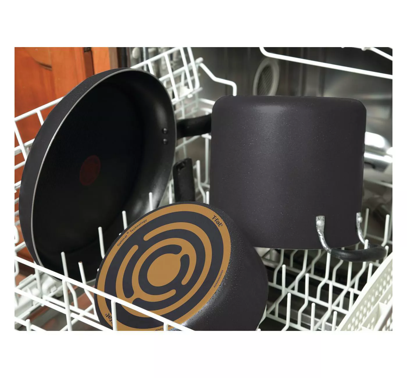 T-fal Initiatives Nonstick Dishwasher Safe Cookware, 8" & 10" Fry Pans, 2pc Set, Black - image 5 of 6